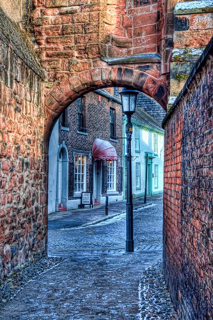 Abbey Street, Cathedral, Carlisle, Cumbria, England. Carlisle Cathedral, Carlisle England, Carlisle Cumbria, Arched Doorways, Lake District National Park, Hadrians Wall, Beautiful Streets, The Arch, The Cathedral