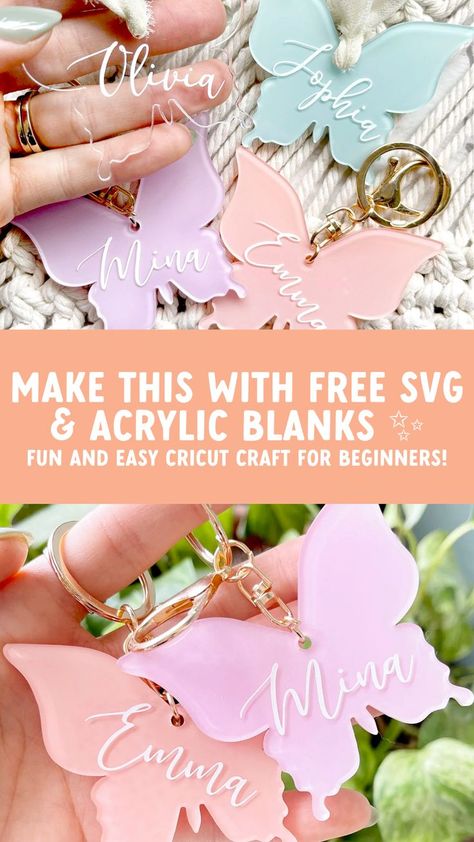 Make this with FREE SVG & Acrylic Blanks ✨ Keychain Cricut, Diy Gift Tag, Christmas Gift Diy, Bookmark Diy, Diy Bookmark, Sticker Making, How To Use Cricut, Acrylic Blanks, Diy Party Favors