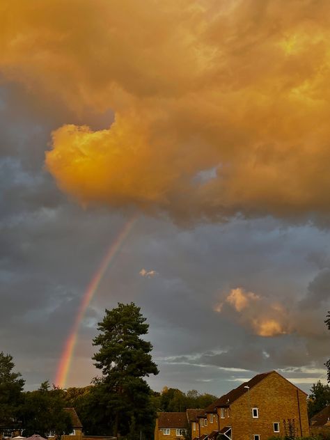 Rainbow and the calm after a storm 🌈⛈️ Calm After The Storm Aesthetic, Pleasing Photos, Golden Aesthetic, Calming Art, Rainbow After The Storm, Calm After The Storm, Quiet Storm, Rain Art, Summer Storm