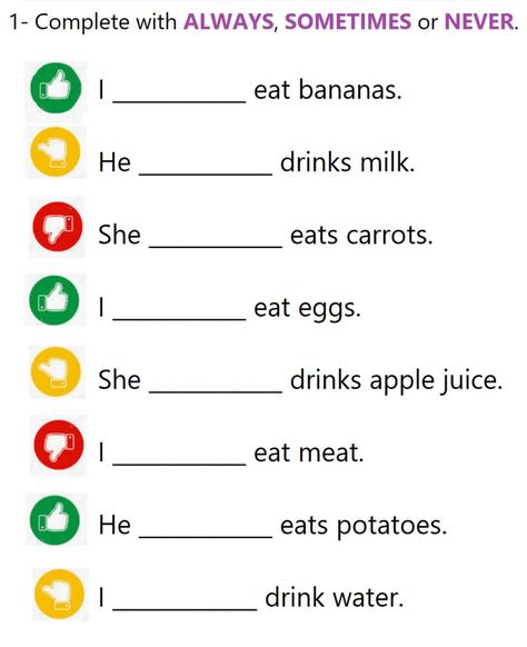 Adverb Of Frequency Worksheets, Adverbs Of Frequency Worksheets, Adverb Activities, Esl Adults, Adverbs Worksheet, English For Students, Dashboard Examples, Eat Vegetables, Grammar For Kids