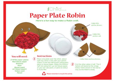 Robin Craft, Brownie Guides, History Teaching Resources, Craft For Christmas, Paper Plate Craft, Red Tissue Paper, Christmas Arts And Crafts, Easy Toddler, Rainbow Crafts