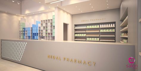 Interior Design Pharmacy, Modern Pharmacy Counter Design, Pharmacy Design Interior Shelves, Pharmacy Store Front Design, Pharmacy Design Interior, Pharmacy Counter Design, Modern Pharmacy Design, Pharmacy Design Ideas, Medical Dispensary