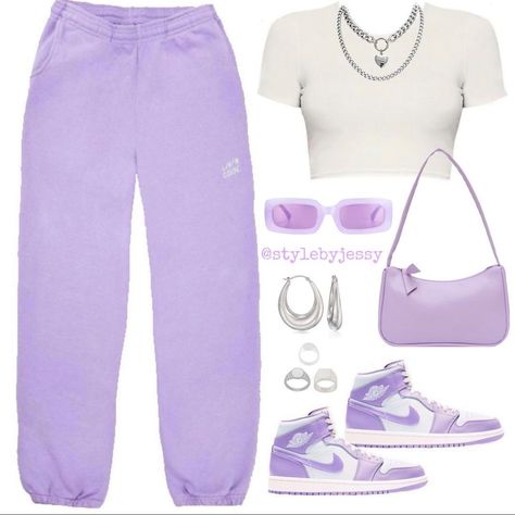 Sporty Casual Style, Basic Girl Outfit, Purple Outfits, Sporty Casual, Cute Outfits For School, Lazy Day Outfits, Cute Comfy Outfits, Cute Swag Outfits, Simple Trendy Outfits