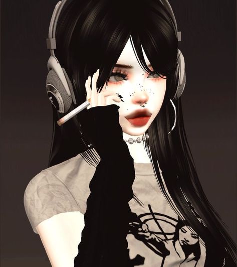 Goth Imvu Avatar, Imvu Avatar Ideas, Imvu Pfp, Bijoux Piercing Septum, Imvu Aesthetic, Y2k Profile Picture, Emo Pfp, Alt Girls, Foto Ideas Instagram