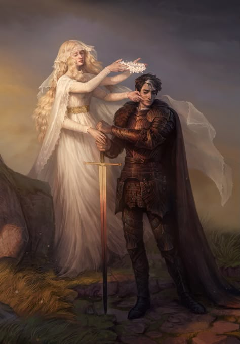 Queen And Knight Art, Crowning Someone Reference, Holding Crown Reference, Medieval Princess Art, Father Time Art, Knight And Princess Art, Fantasy Crown Art, Crown Concept Art, Crown Reference