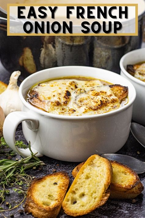 French Onion Soup is such a classic soup. This French Onion Soup Recipe is perfect for a simple weeknight family meal. You might think no one would eat a bowl full of onions, but this robust soup will have them coming back for more and requesting it often. Rich And Simple French Onion Soup, French Onion Soup Food Network, Stovetop French Onion Soup, Easy Homemade French Onion Soup, Nyt French Onion Soup, French Onion Soup Small Batch, French Onion Soup Chicken Broth, Recipe For French Onion Soup, French Onion Soup Recipe No Wine