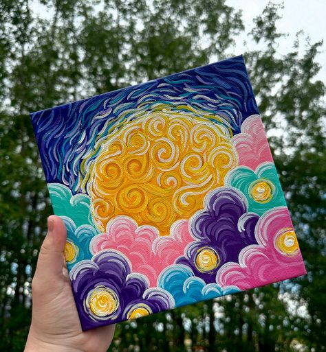 I’ll have a limited number of mini paintings coming with me to @strathearnartwalk 🎨 These were so fun to make that I just had to add a few more to the Celestial Collection - what a great way to try out ideas for larger paintings too! 8x8 $125 each I love seeing them tucked into bookshelves, added to side tables, or hung above reading nooks or bedsides. They truly fit anywhere and are just PURE JOY! 💛✌🏻 #minipainting #miniart #artforbreakfast #thrivingartist #whimsicalart #cosmicart #cele... Star Acrylic Painting, Ethereal Moon, Shroom Art, Painted Moon, Artsy Ideas, Moon Full, Simple Painting, Cosmic Art, Cool Art Projects