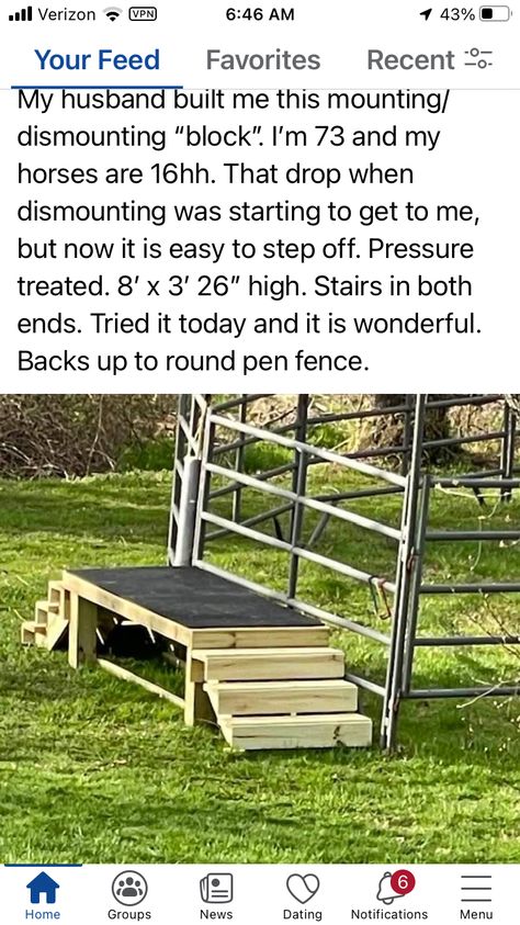 Horse Mounting Block Diy, Diy Round Pen, How To Build A Round Pen For Horses, Wooden Round Pen For Horses, Horse Mounting Block, How To Build A Run In Shed For Horses, Round Pens For Horses, Diy Horse Jump Standards, Horse Projects