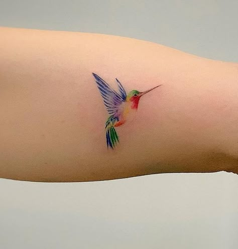 40+ Small Hummingbird Tattoo Ideas Hummingbird Tattoo Watercolor, Tattoo Hummingbird, Small Hummingbird Tattoo, Bird Tattoos For Women, Membentuk Alis, Cool Wrist Tattoos, Muster Tattoos, Tasteful Tattoos, Tatuaje A Color