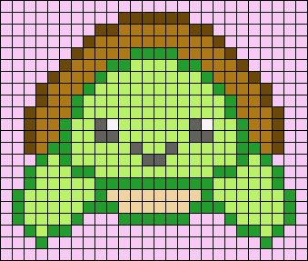 Turtle Pixel Art Grid, Sea Turtle Pixel Art, Pixel Turtle, Sloth Perler Bead Patterns, Turtle Pixel Art, Pixel Art Small Cute, Spongebob Pixel Art, Autumn Cross Stitch Patterns, Easy Pixel Art