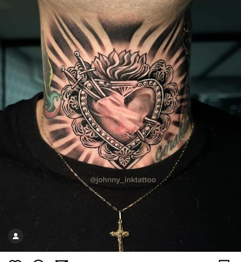 Rose Neck Tattoo Men, Heart Neck Tattoo, Shogun Tattoo, Wing Neck Tattoo, Rose Neck Tattoo, Front Neck Tattoo, Full Neck Tattoos, Best Neck Tattoos, Full Sleeve Tattoo Design