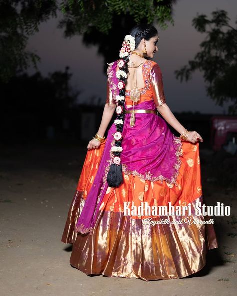 Kanchipattu Lehenga, Ikkat Dresses, Lehenga Saree Design, Half Saree Lehenga, Wedding Saree Blouse, Wedding Lehenga Designs, Kids Blouse Designs, Wedding Saree Blouse Designs, Traditional Blouse Designs