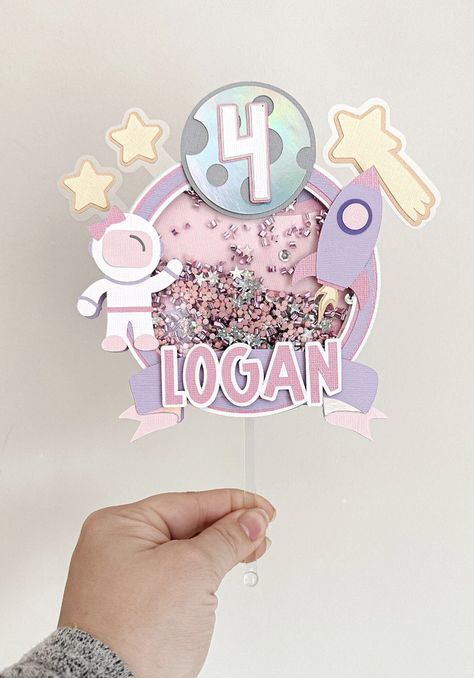 Space Cake Topper, Pastel Space, Outer Space Birthday Party, Balloon Bar, Diy Cake Topper Birthday, Pink Space, Outer Space Theme, Outer Space Birthday, Space Birthday Party