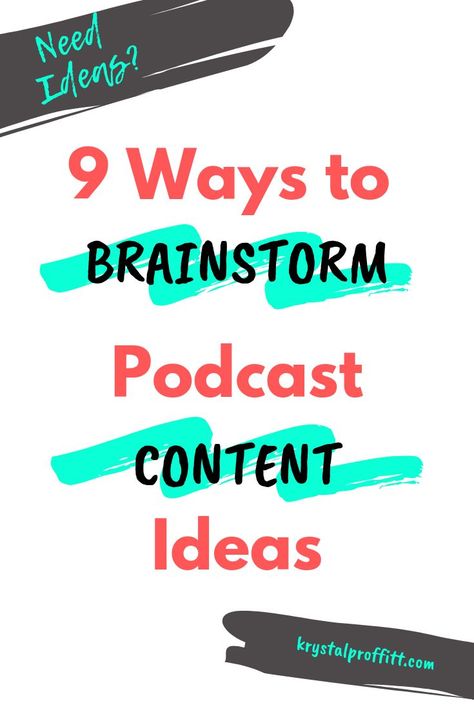 How do you keep coming up with podcast ideas? Hopefully you're planning to be in the podcasting game for a long time. But with that commitment, you have to keep creating fresh, original content weekly.  Today, we're exploring 9 Ways to Brainstorm Podcast Content Ideas. These are the tried and true ways to fill up your editorial calendar, keep fresh ideas coming, and not have to worry about ever saying, "What should I talk about next on the podcast?" #podcast Podcast Content, Podcast Ideas, Podcasting Tips, Podcast Tips, Podcast Topics, School Assemblies, Airbnb Promotion, Business Basics, Editorial Calendar