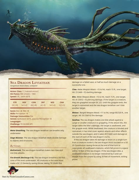 Sea Dragon Leviathan Sea Dragon Leviathan, Dnd Stats, Dnd Races, Dungeon Master's Guide, Dungeons And Dragons 5e, D D Monsters, Dnd 5e Homebrew, Dnd Dragons, Dungeons And Dragons Game