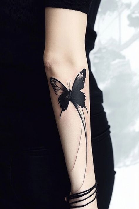 Elegant Tattoo Ideas For Women, Blackwork Butterfly Tattoo, Feminine Butterfly Tattoo, Butterfly Tattoo Designs For Women, Butterfly Tattoo Ideas For Women, Delicate Feminine Tattoos, Realistic Butterfly Tattoo, Dynamic Tattoo, Dandelion Drawing