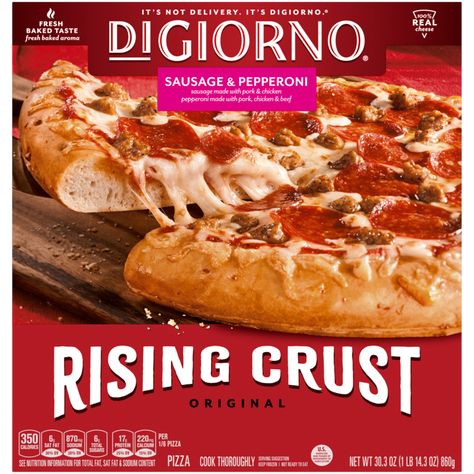 Digiorno Pizza, White Corn Meal, Pepperoni Chicken, Meat Pizza, Pizza Branding, Frozen Meat, Crust Pizza, Frozen Pizza, How To Make Sausage