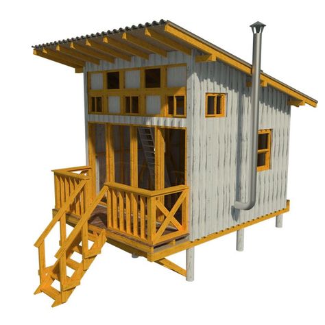 Elevated Cabin, Tiny Cabin Plans, Camper Diy, How To Build A Log Cabin, Small Cabin Plans, Cabin Loft, Tiny House Camper, Building Remodeling, Building A Tiny House