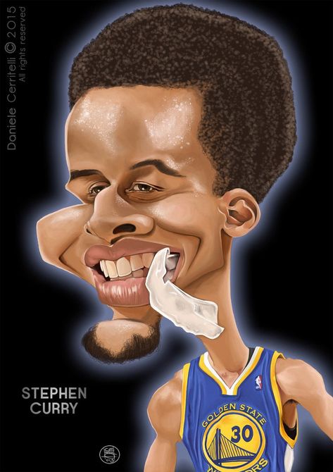 ArtStation - Stephen Curry caricature, Daniele Cerritelli Stephen Curry Drawing, Stephen Curry Funny, Curry Drawing, Kobe Bryant Lebron James, Nba Basketball Art, Cartoon Character Tattoos, Michael Johnson, Funny Caricatures, Celebrity Caricatures