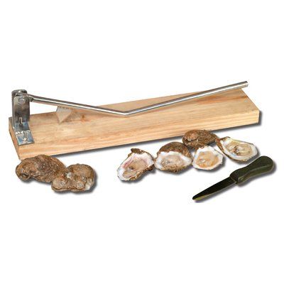 Oyster Opener on Wooden Base and Oyster Knife Outdoor Camping Kitchen, Best Oysters, Oyster Knife, Shucking Oysters, Outdoor Stove, Fresh Oysters, Can Openers, Bon Appetite, Specialty Knives