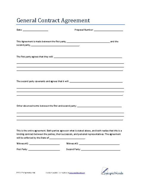 This General Contract Agreement template is a binding contract between two parties. The two parties can both write what they plan to bring to the agreement. Blank Contract Template, General Contractor Business, Relationship Contract, Work Agreement, Contractor Contract, Payment Agreement, Cleaning Contracts, Business Contract, Freelance Contract