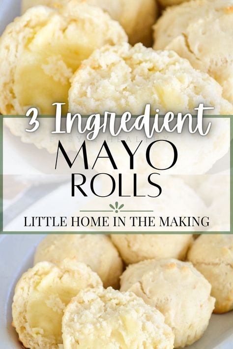 These quick and easy no yeast Mayonnaise Dinner Rolls are perfect for a last minute addition to your dinner table. Made with just 3 ingredients, they are an easy roll recipe that bakes in just 15 minutes. No rising and no kneading required! These homemade dinner rolls are made from scratch with simple ingredients, including the addition of mayonnaise. Mayonnaise Rolls Recipe, Mayo Rolls, Easy Roll Recipe, Mayonnaise Rolls, Quick Rolls Recipe, Quick Dinner Rolls, Dinner Roll Recipe, Dinner Rolls Easy, 3 Ingredient Dinners