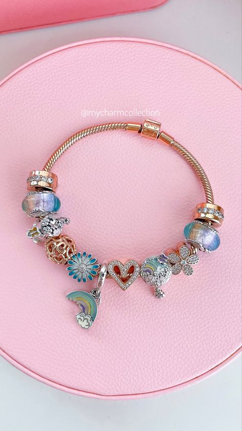 Pandora Murano, Feather Charms, Bracelet Ideas, Pandora Bracelets, Spring Looks, Pandora Bracelet, Murano Glass, Rose Gold, Bracelet