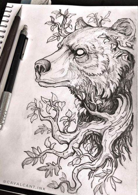 Fierce Bear Tattoos, Trash Polka Animal Tattoo, Mama Bear And Cubs Tattoo Sleeve, Bear Japanese Tattoo, Creepy Bear Tattoo, Bear And Butterfly Tattoo, Norse Bear Tattoo, Bear Sketch Tattoo, Stuffed Bear Tattoo