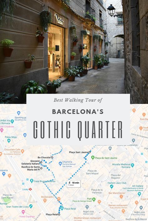 Here is a great walking route of Barcelona's Gothic Quarter. Map included! Gothic Quarter Barcelona, Spain Honeymoon, Barcelona Itinerary, Barcelona Travel Guide, Barcelona Spain Travel, Visit Barcelona, Spain Travel Guide, Gothic Quarter, Walking Routes