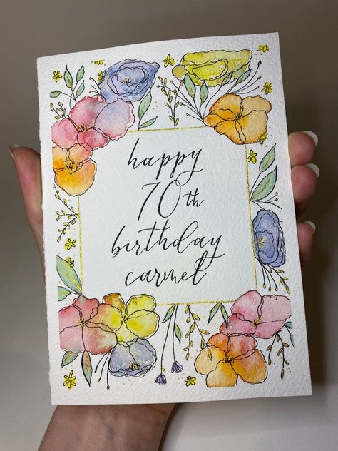 Discover unique birthday card designs that are sure to bring a smile to your mom's face on her big day. #birthday #mom #cards #birthdaycardsformom Birthday Cards For Artists, Watercolour Flower Birthday Card, Handmade 50th Birthday Card Ideas For Women, Watercolor Flowers Birthday Card, Birthday Card Mum Handmade, Cards For Mums Birthday, Original Birthday Cards, Mums Birthday Cards, Floral Birthday Card Ideas