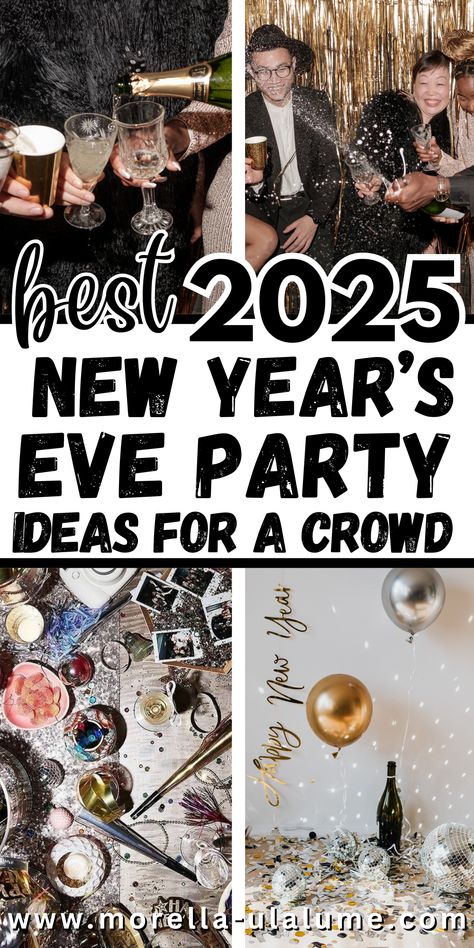 Ring in the New Year with unforgettable party ideas! 🎉✨ From elegant decorations and table settings to fun games and food ideas, this guide has everything you need for a stylish New Year's Eve party at home with a crowd. Discover NYE themes, aesthetic decor, and ideas for adults and family-friendly celebrations. Click now for festive inspiration and make your party the highlight of the year! Velvet Theme Party, New Year’s Eve Inspiration, New Year’s Eve Girls Night In, New Year's Eve Table Decorations, New Year’s Eve Food Table, New Year’s Eve Church Party, Ny Eve Party Ideas, Nye Theme Ideas, New Year’s Party Theme Ideas