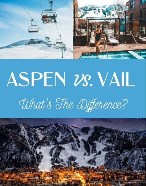 Vail vs. Aspen - What's the Difference? - JetsetChristina Aspen Hotel, Ski Mountains, Mountain Cabin Rentals, Vail Skiing, Colorado Towns, Vail Village, Colorado Winter, Best Ski Resorts, Ski Town