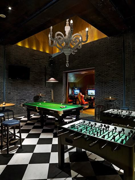 Sport Bar Design, Snooker Room, Gaming Lounge, Pool Table Room, Sport Bar, Arcade Room, Game Room Basement, Arcade Game Room, Pool Rooms