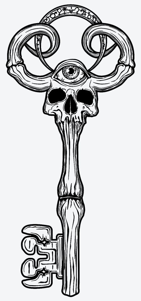 Skeleton Key Tattoo - Semi-Permanent Tattoos by inkbox™ | Inkbox™ | Semi-Permanent Tattoos Skull Key Drawing, Celtic Key Tattoo, Skeleton Key Tattoo Men, Gothic Key Tattoo, Key Tattoo Stencil, Ouji Tattoos, Skull Key Tattoo, Skeleton Key Drawing, Key Of Life Tattoo