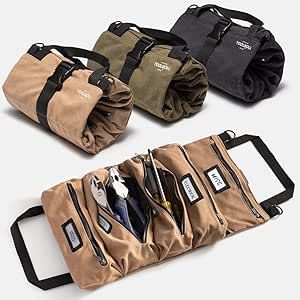 Official Legacy Tool Roll Bag - Easy to Carry 5-Pocket Roll Up Tool Bag - Durable Canvas, Rust-Proof YKK Zippers & Secure Buckle - A Loving Gift for Dads, Mechanics, Electricians & Hobbyists | Khaki Roll Up Tool Bag, Tool Roll Bag, Tool Bag Organization, Canvas Tool Bag, Socket Organizer, Cardboard Storage, Tool Pouches, Tool Roll, Tool Bags