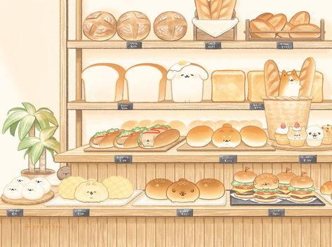 Cute Bakery, 귀여운 음식 그림, Cute Kawaii Animals, Cute Food Drawings, Cute Tumblr Wallpaper, Cute Food Art, Cute Animal Drawings Kawaii, Cartoon Background, Food Drawing