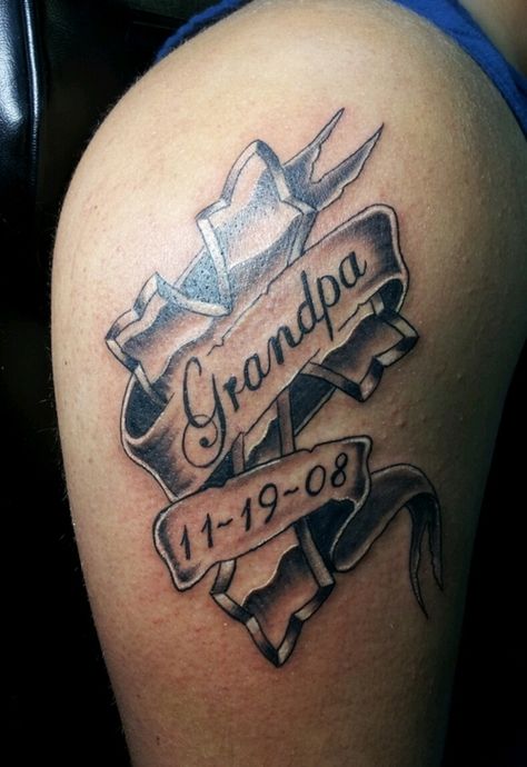 Tattoo 1 Grandpa Memorial Tattoo Simple, Forearm Tattoo For Lost Loved One Men, Memorial Tattoos For Men Grandpa, Grandpa Tattoos, Rip Grandma Tattoos For Men Arm, Remembering Grandpa Tattoo, Rip Tattoos For Men Memories, Rip Grandpa Tattoo, Tatto Ideas For Dead Grandpa