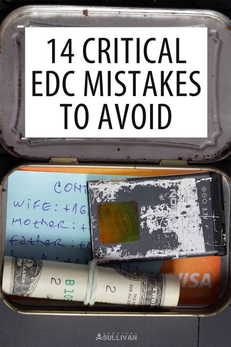 Everyday carry isn't just for practicality, it may save your life one day. Here are the top mistakes to avoid. #edc #everydaycarry #SHTF #emergency Live Off The Grid, Edc Carry, Edc Essentials, Camping Lifestyle, Everyday Bag Essentials, Everyday Carry Bag, Packing Essentials List, Overland Gear, Edc Bag