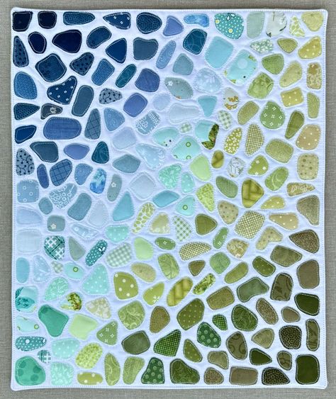 The making of a sea glass quilt (or two) - The Crafty Quilter Sea Glass Quilt Tutorial, Sea Glass Quilt Pattern Free, Sea Glass Quilt, Seaglass Quilt Tutorial, Seaglass Quilt, Seashell Quilt Pattern, Sea Glass Quilt Pattern Free Pebble Path, Sea Glass Mosaic Lowe's, Seascape Quilts