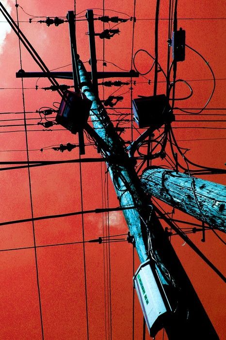 Electric Pole, Andermatt, Power Lines, Red Wall, Red Sky, Urban Landscape, 그림 그리기, Aesthetic Art, Art Wallpaper