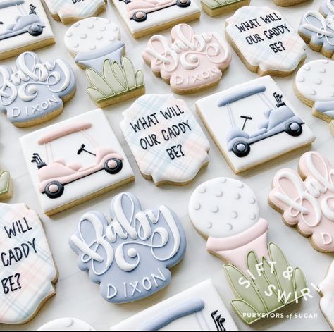 Golf Gender Reveal, Golf Baby Showers, Golf Theme Party, Gender Reveal Cookies, Golf Baby, Gender Reveal Party Theme, Gender Reveal Themes, Golf Theme, Gender Reveal Party Decorations