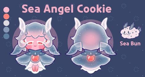 Cookie Run Oc, Angel Cookies, Sea Angel, Cookie Games, Cocoa Cookies, Angel Drawing, Oc Base, Clotted Cream, Chibi Drawings