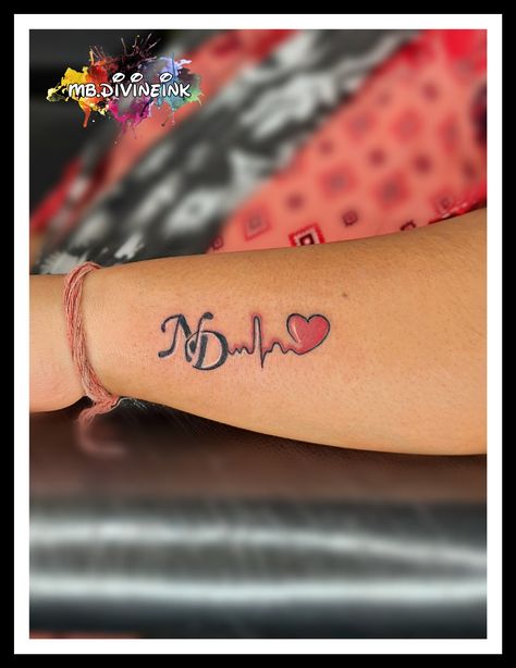 Nd Tattoo Design, K A Tattoo Letter, M And D Tattoo, Letter N Tattoo Design, Initals Tattoo Ideas Couple, N Name Tattoo, D Tattoo Initial Heart, N Letter Tattoo Design, Tattoo Initials Letters Ideas