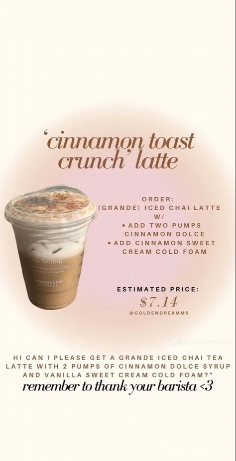 Chai Tea Latte Starbucks, Starbucks Drink Menu, Coffee Orders, Iced Chai Tea Latte, Starbucks Hacks, Starbucks Secret Menu Recipes, Cold Starbucks Drinks, Starbucks Orders, Secret Starbucks Recipes