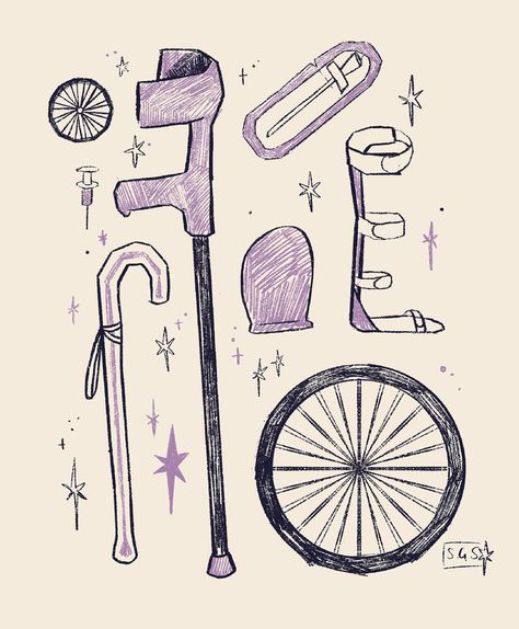 mobility aid more like mobility slayed #illustration #disability Fantasy Mobility Aid, Mobility Aid Drawing Reference, Disabled Aesthetic, Cerebral Paralysis, Wheelchair Drawing, Disabled Oc, Wheelchair Aesthetic, Disabled Art, Wheelchair Art