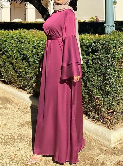 Materials Gown Style, Abaya Style, Mode Turban, Modest Dresses Casual, Mode Abaya, Abaya Designs, Abaya Dress, Latest African Fashion Dresses, Satin Maxi Dress