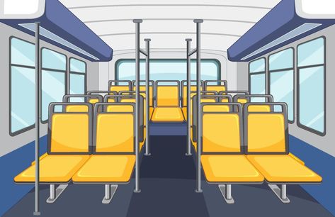 Bus interior with empty yellow seats School Bus Cartoon, Inside The Bus, Bus Seat, Bus Drawing, Very Deep Quotes, Bus Cartoon, Bus Interior, Cartoon Background, Black Art Pictures