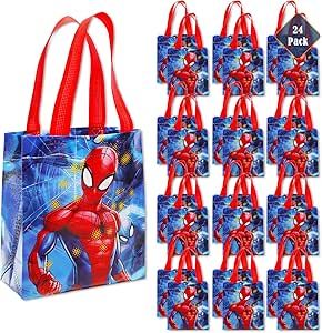 Spiderman Party Favor Bag Set – 24 Pack of 8" Spiderman Party Goodie Bags for Kids Bulk Reusable Mini Totes | Marvel Spiderman Birthday Party Supplies Joshua Birthday, Diy Party Bags, Mini Totes, Spiderman Birthday Party Decorations, Party Goodie Bags, Birthday Party Items, Goodie Bags For Kids, Party Favor Bag, Spiderman Birthday Party