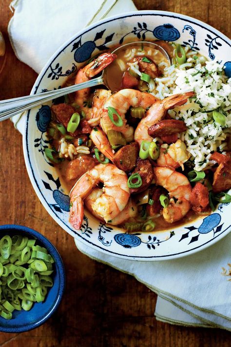 Shrimp-and-Sausage Gumbo | You don’t have to visit the Big Easy to enjoy its legendary Cajun and Creole flavors. Plan your Mardi Gras party with these classic recipes for appetizers, drinks, main dishes, and desserts. You don’t have to visit the Big Easy to enjoy its legendary Cajun and Creole flavors. With these Mardi Gras recipes for appetizers, drinks, main dishes, and desserts every day can be a party! Try classic Mardi Gras recipes like shrimp étouffée, jambalaya, or red beans and rice or Fall Slow Cooker, Shrimp And Sausage Gumbo, Haitian Recipes, Fall Slow Cooker Recipes, Gumbo Recipe Sausage, Shrimp And Sausage, King Cakes, Sausage Gumbo, Mardi Gras Food