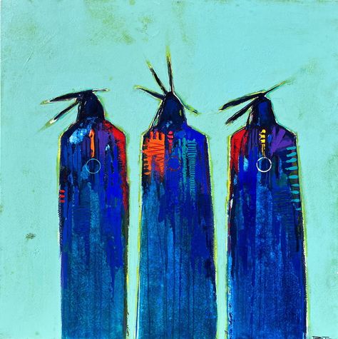 Modern Native American Art, Native American Art Projects, American Indian Artwork, Abstract Figure Art, Southwest Colors, Tapestry Ideas, Abstract People, Native Artwork, Abstract Figures